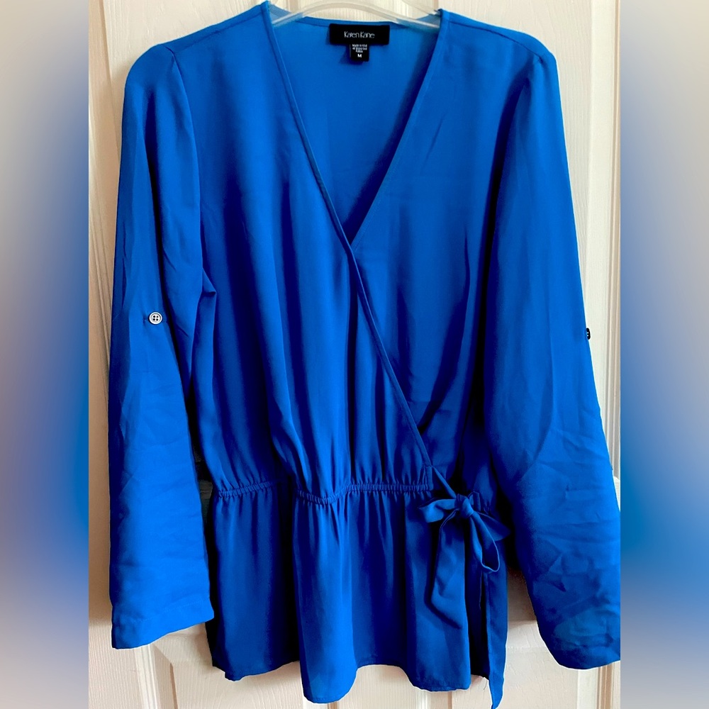 Karen Kane Women's Blue Wrap Top